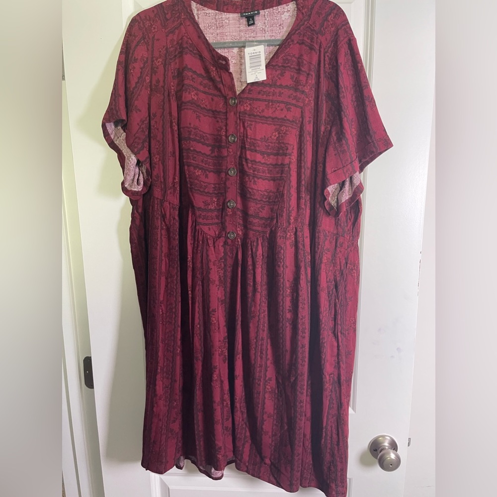 Torrid Red Print Dress NWT 3x